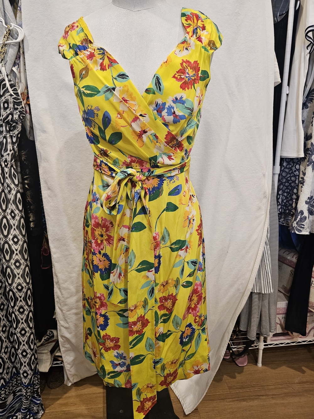 kate spade Yellow Floral Wrap Midi Dress